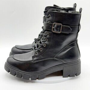 Sincerely Jules Eastbridge Combat Heel Boots Size 8.5 Womens Black‎ Vegan